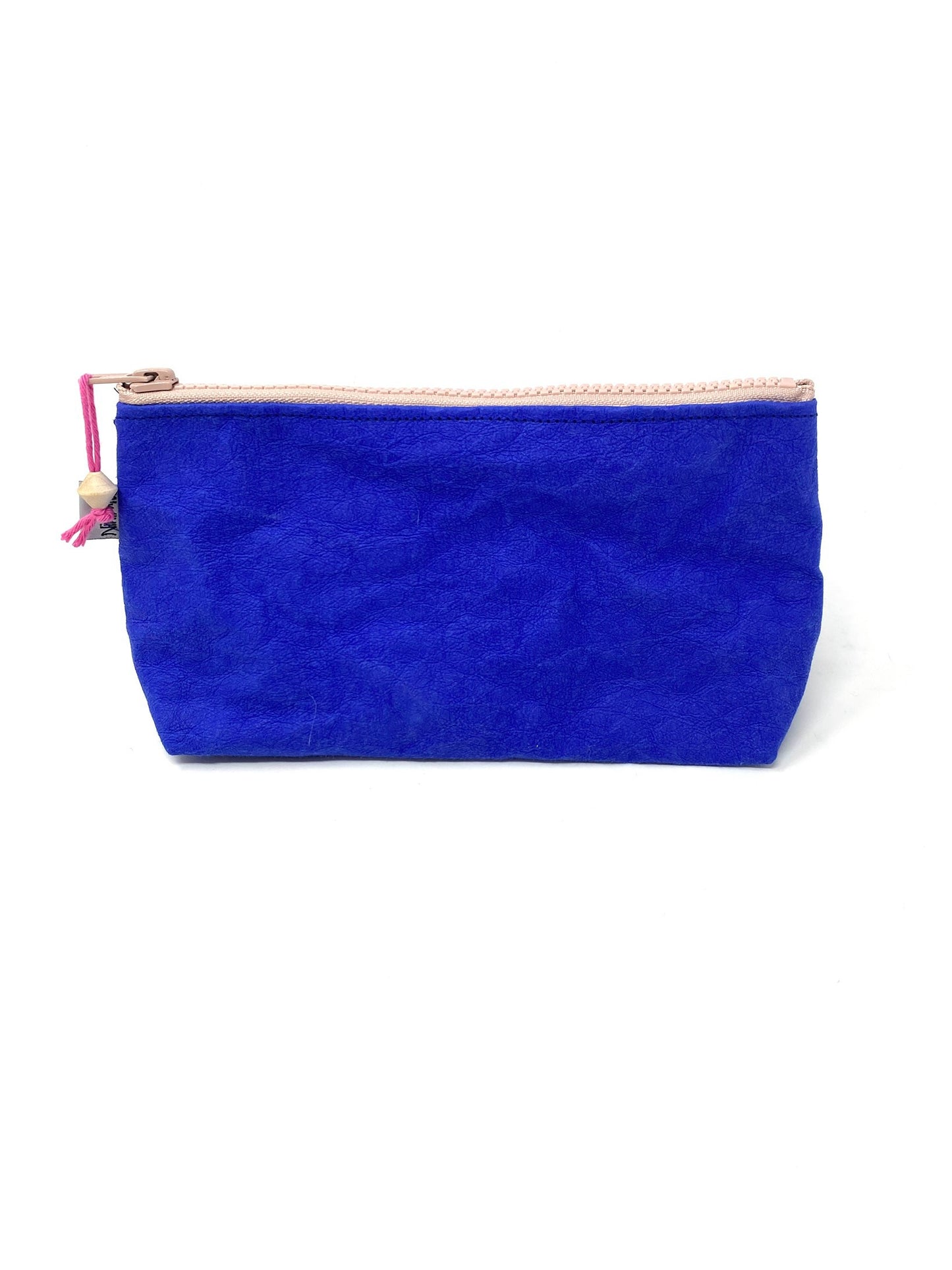 Kosmetiktasche waschbares Papier royalblau rosa