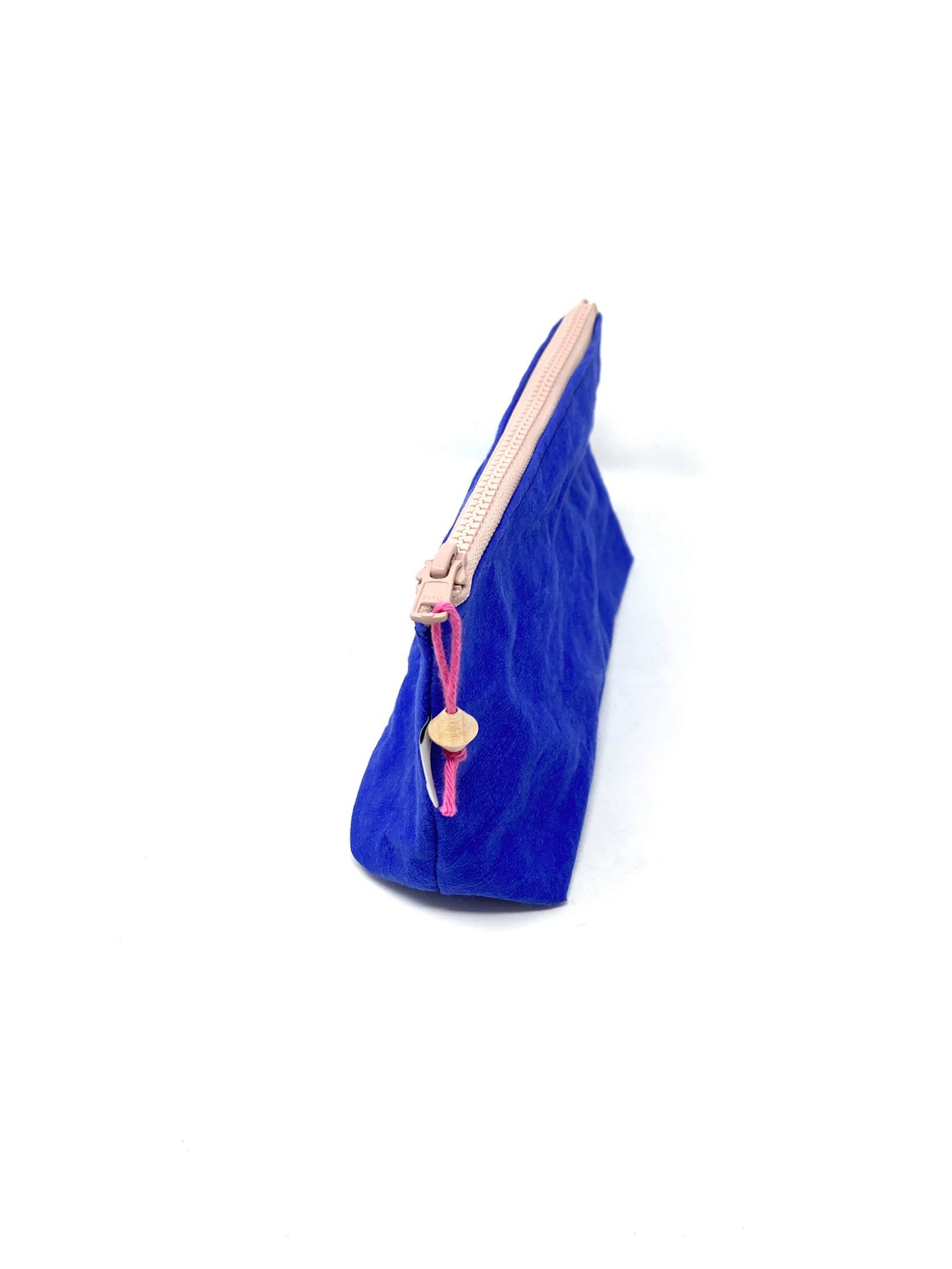 Kosmetiktasche waschbares Papier royalblau rosa