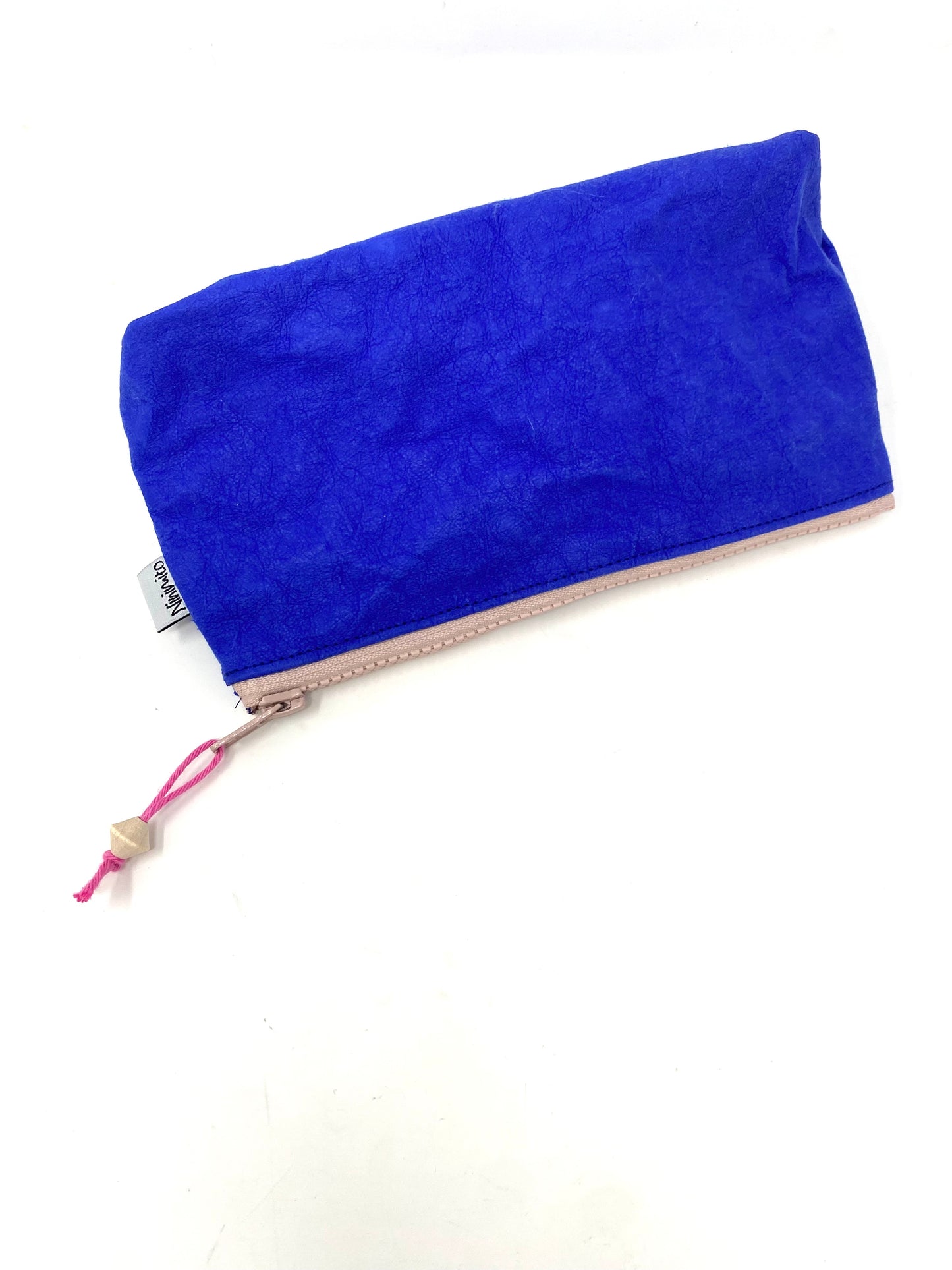 Kosmetiktasche waschbares Papier royalblau rosa